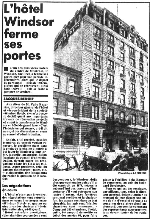 The Windsor Hotel closes its doors
